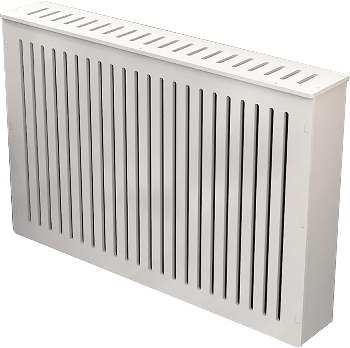 bureau Cache, panneau en plastique et bois PVC., blanc., -radiateur, Plinthe décorative avec espace supplémentaire pour meubles de salon