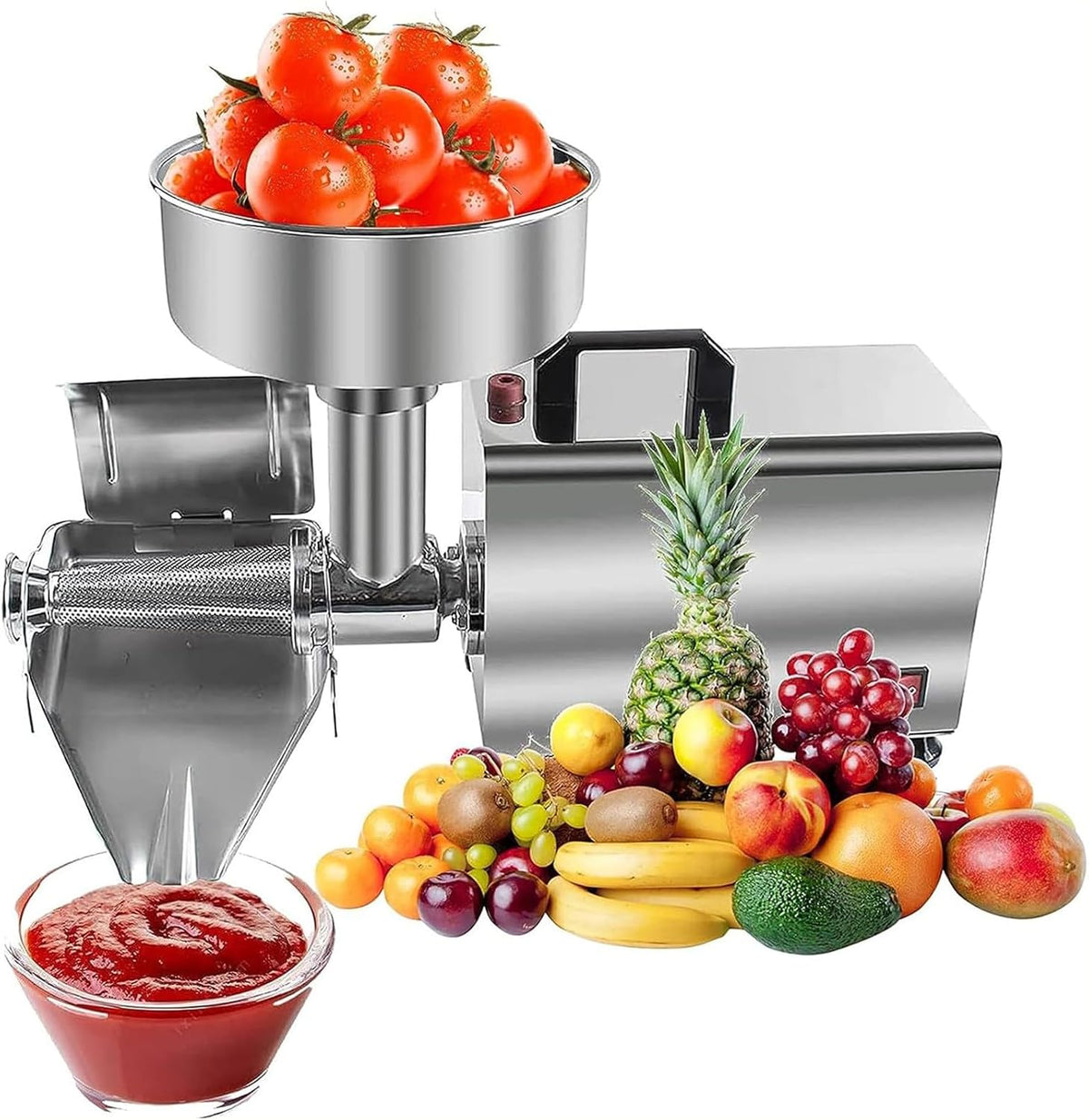 DDZJTPP presse-agrumes, 450 W, 110 V/220 V., Argenté, Machine électrique à Filtrer Les Tomates, Machine à Confiture