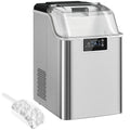 HOMCOM machine à glaçons, 20 kg, 2,1 L, Argenté, en acier inoxydable /24h, Réservoir, 24 nuggets/cycle, auto-nettoyage