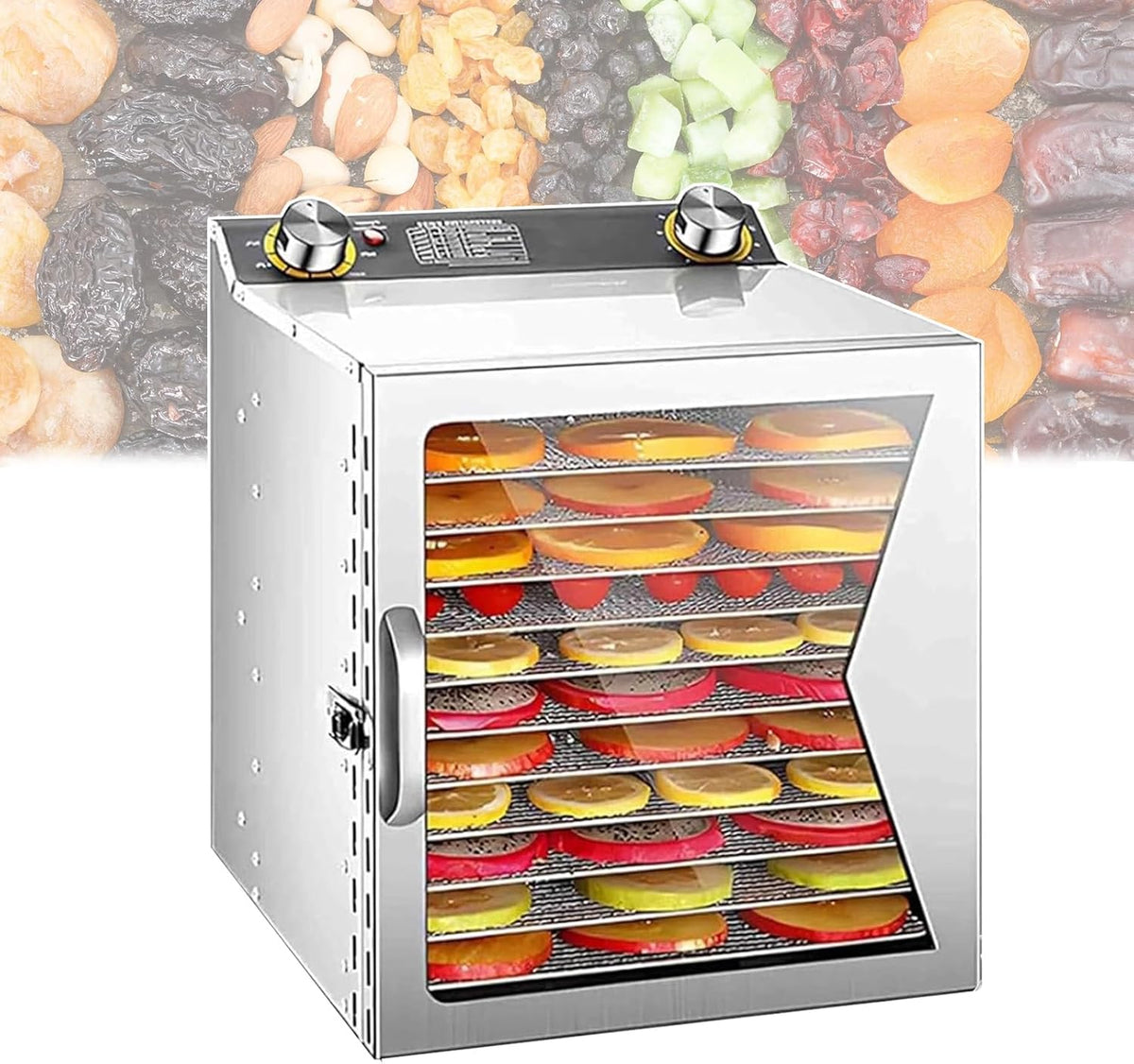 HTDRE déshydrateur alimentaire, 1000 W, Noir, professionnel pour 6/8/12 couches, minuterie 24 h, température maximale 90 °C (194 °F)