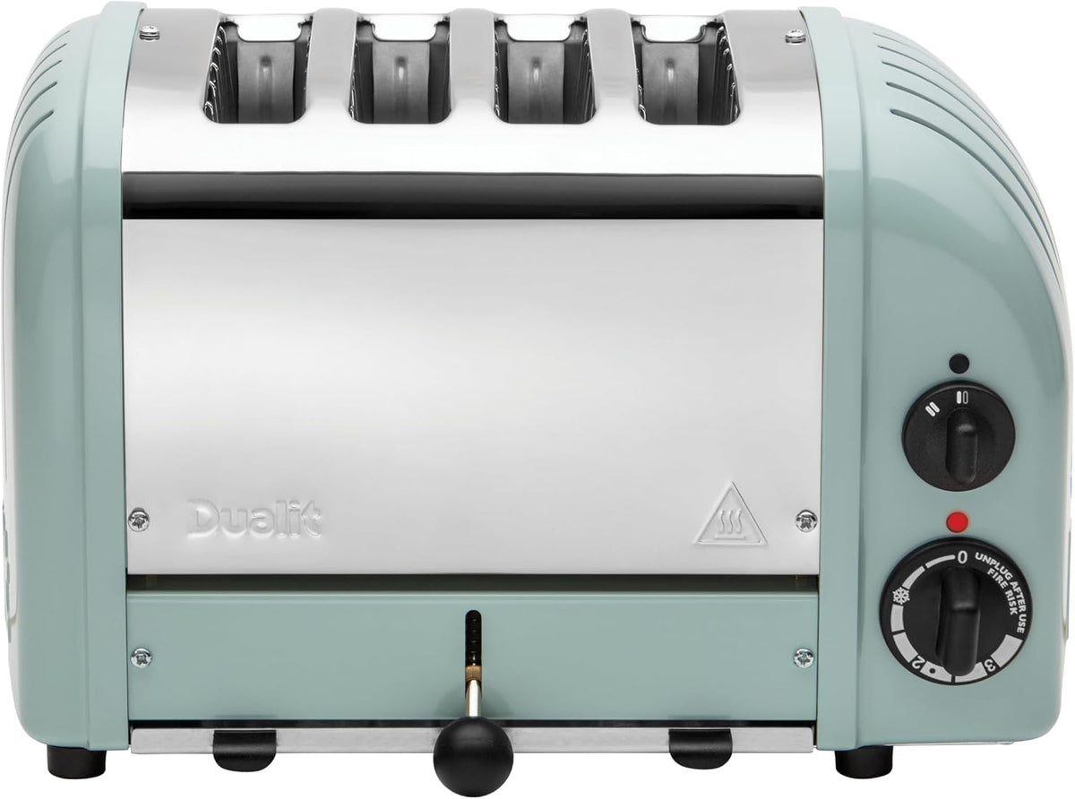 DUALIT Grille-pains, Argenté/Vert, NewGen Grille-pain 4 tranches, acier inoxydable, fabriqué à la main au Royaume-Uni
