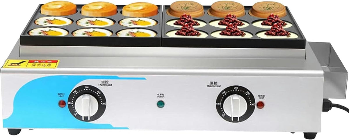 MYUYEE Cuiseurs à œufs, 58 x 37 x 17 cm., 18 pièces/temps., 2000 W + 2000 W., 50 Hz., Argenté, Machine à hamburger électrique commerciale