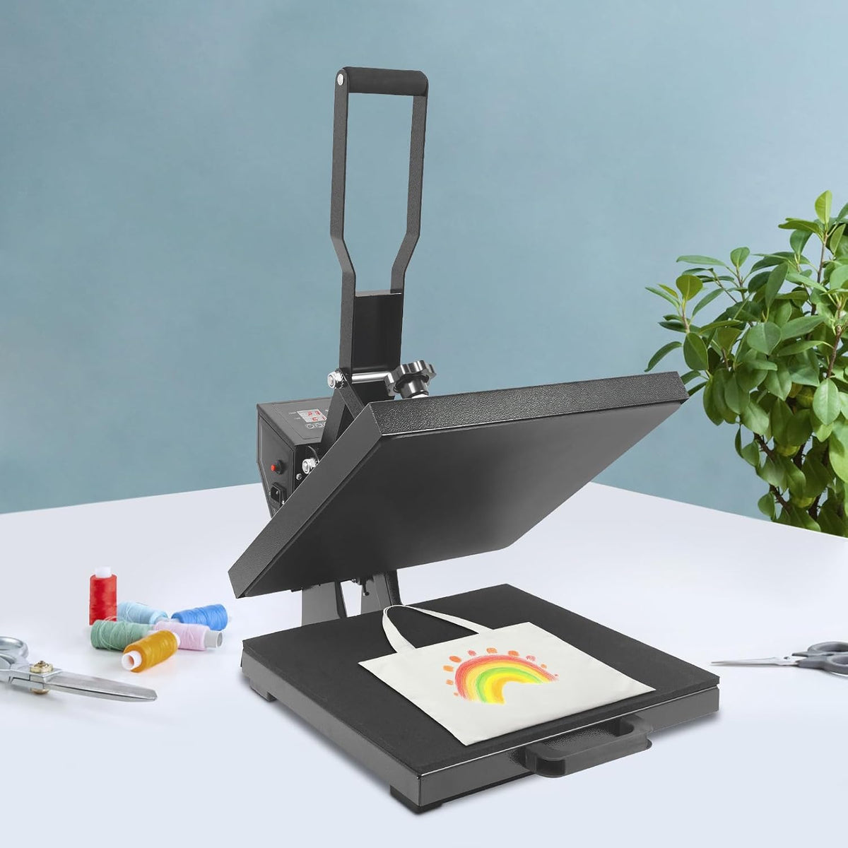KiwiHood Presses à imprimer, 1400 W., 220-240 V., 38 x 38 cm, fer, plastique., noir., machine de presse à chaud