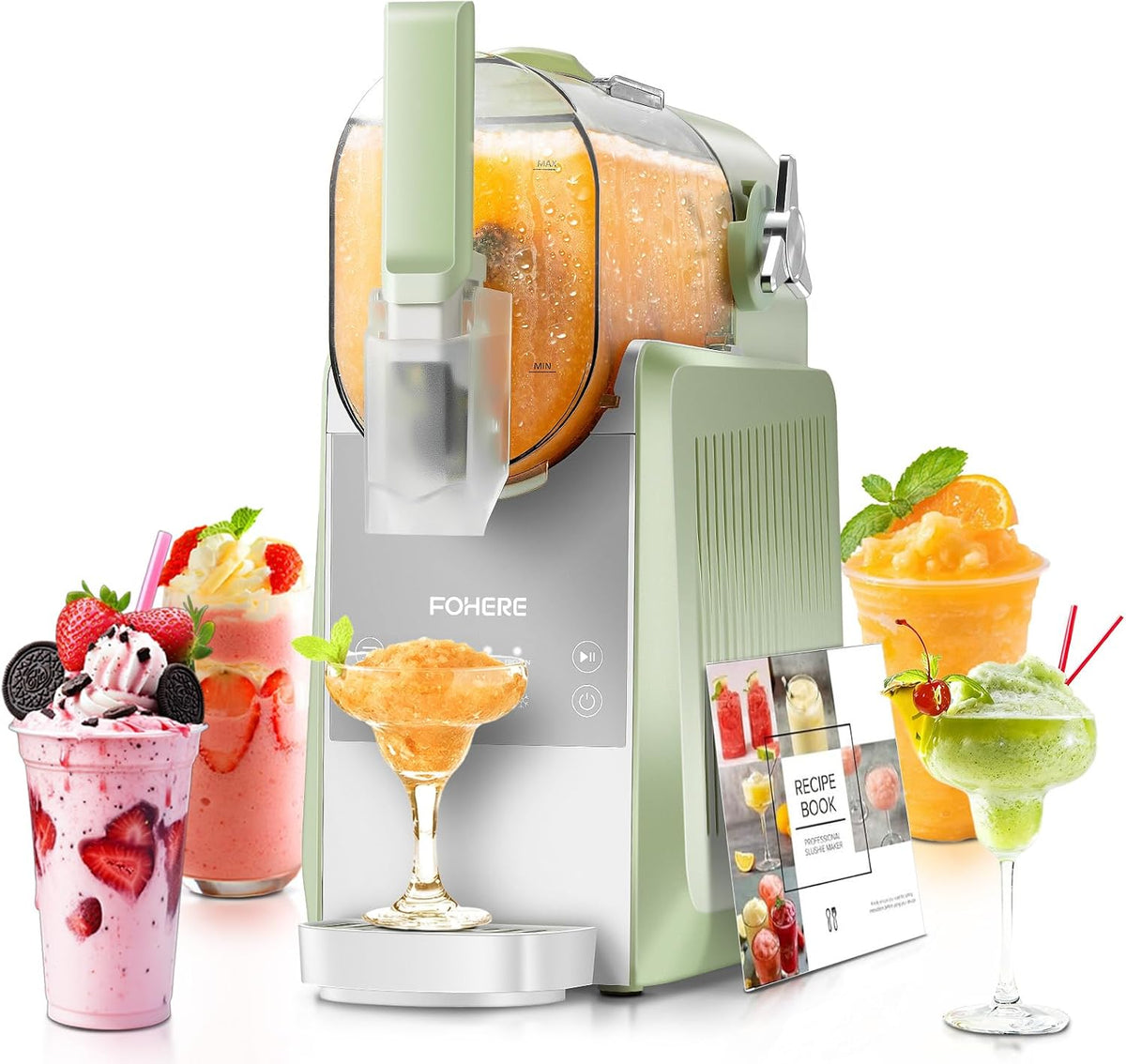 FOHERE Électroménager spécialisé, 2.6 L, Noir, Slush Machine, 5-in-1 Slush Machine, Machine à Granité, Autonettoyage Slush Maker pour Maison