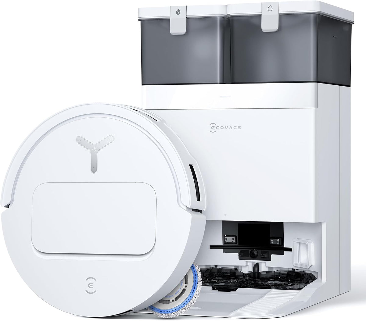 ECOVACS robot aspirateur, Blanc, T50 Pro Omni Aspirateur Robot, 15000Pa amélioré par T30 Pro Omni, Brosse latérale et serpillière Extensibles