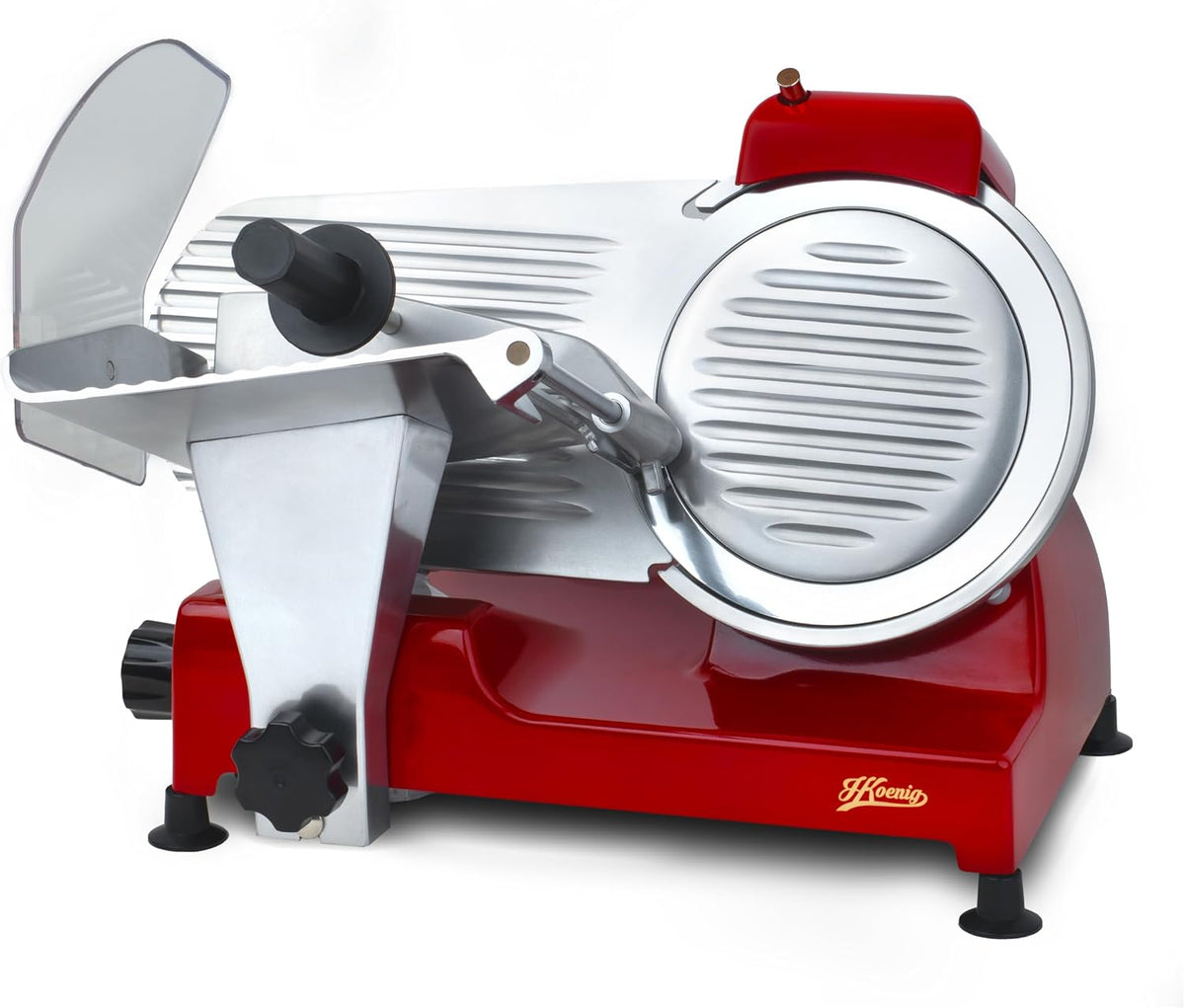 H.Koenig trancheuse électrique, 12 mm, 20 cm, 282 rpm, Rouge, à charcuterie MSX224, professionnelle, épaisseur de la coupe 0