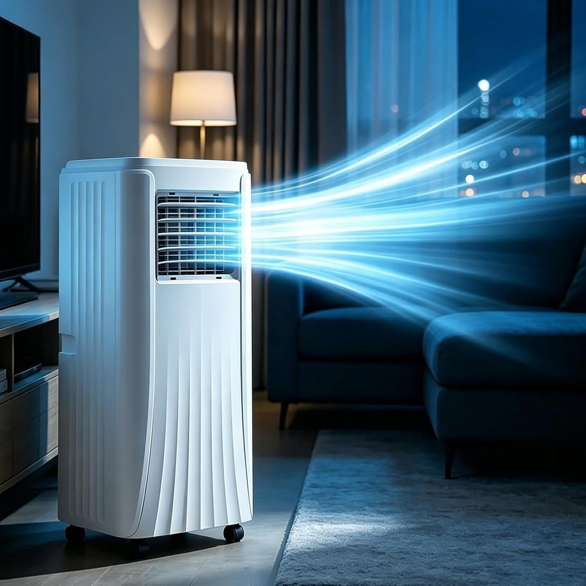 GIOFEOIK déshumidificateur, 12000 BTU, 25 m, Blanc, Climatiseur Portatif avec pour Pièces de ², Cordon Câble