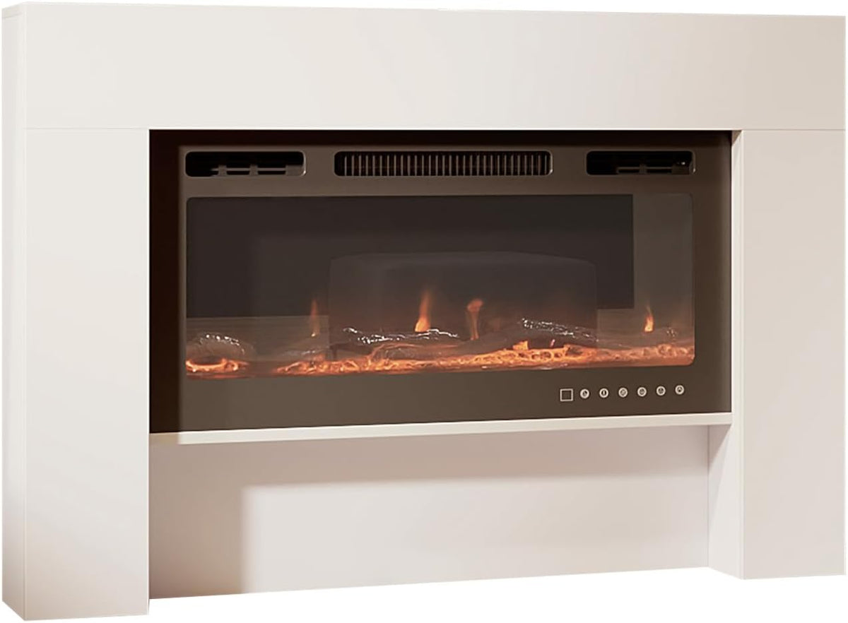 MB Muebles Bonitos cheminée électrique, 2000 W, 127,4x86,6x21 cm, Blanc, Meuble avec Décorative Candela pour Salon Moderne