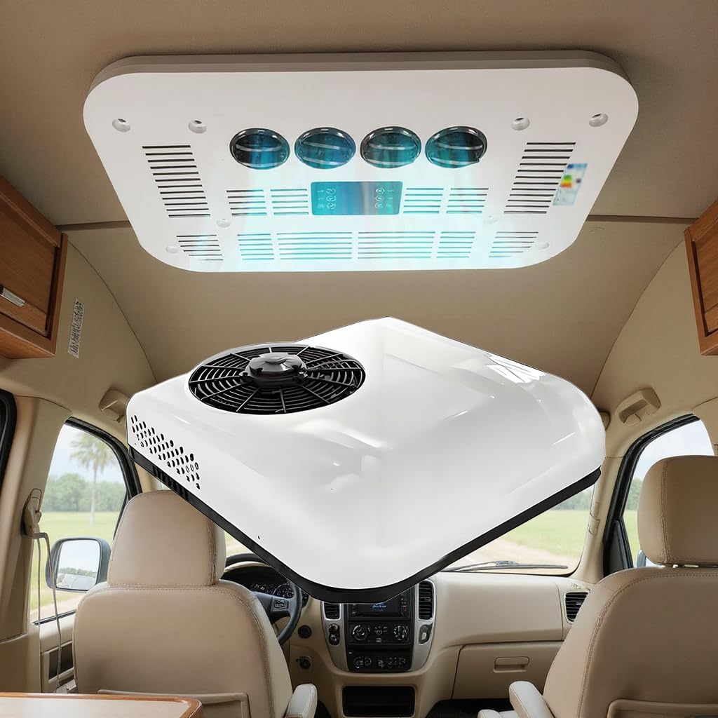 Climatiseurs portables Climatiseur, 48 V, 60 V, 72 V, blanc, rouge., de toit CC pour camping-car, refroidissement efficace ultra silencieux