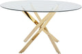 table à manger Vente, Doré/Transparent, - Ronde 6 Personnes en Verre trempé et métal doré - Transparent - Cosima