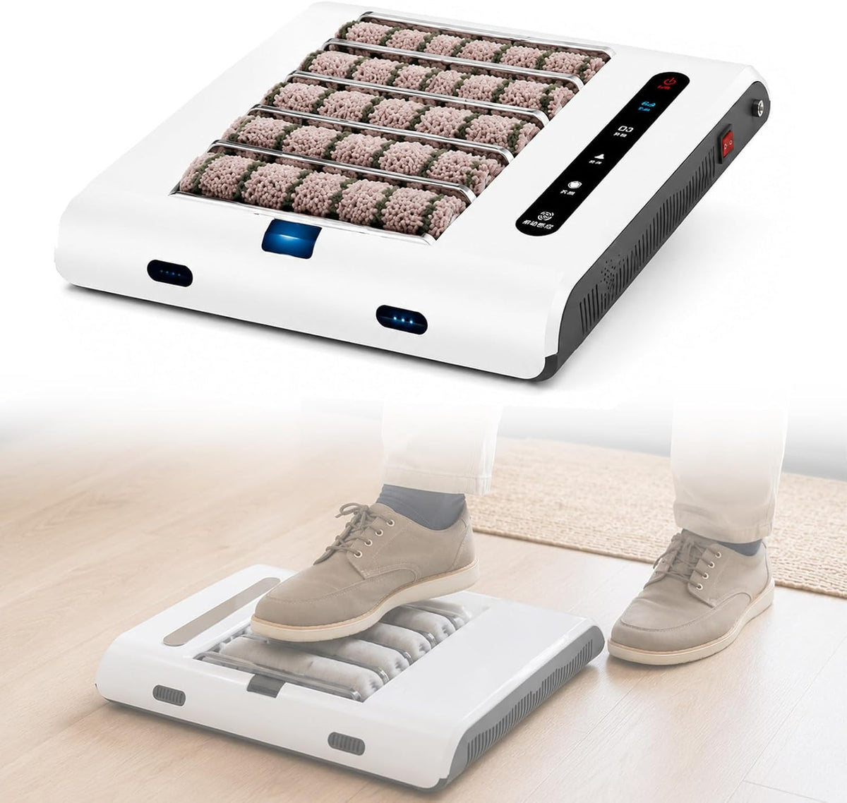 AETEREOS Produits nettoyants pour chaussures, 350 x 353 x 53 mm, ≤ 50 dB, ABS, Noir, Nettoyeur de Semelles Intelligent