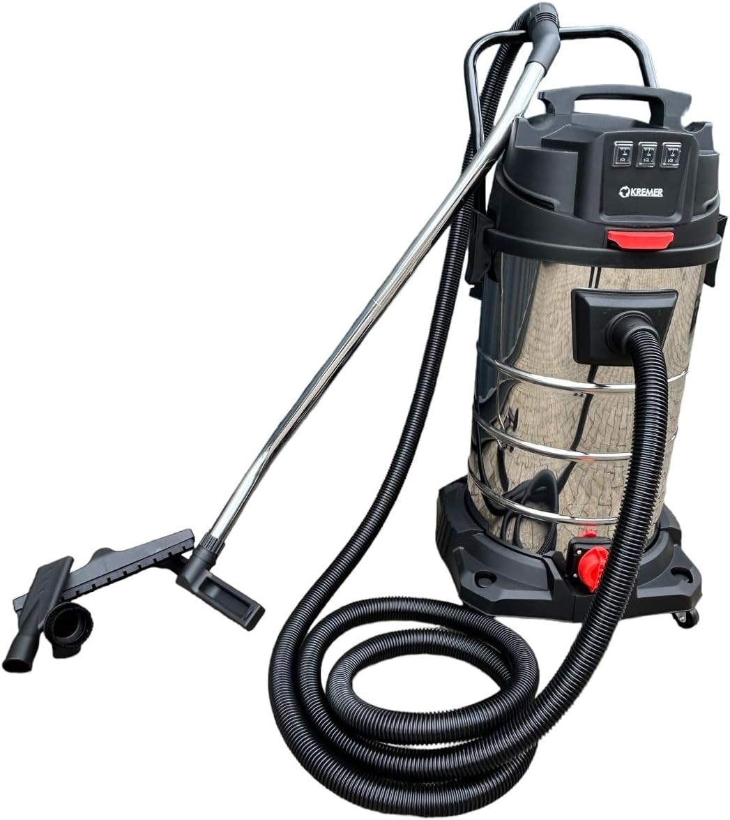 DeTec. aspirateur eau et poussière, 230 V, 50 Hz., 3000 W, 100 l, réservoir en acier inoxydable., Noir