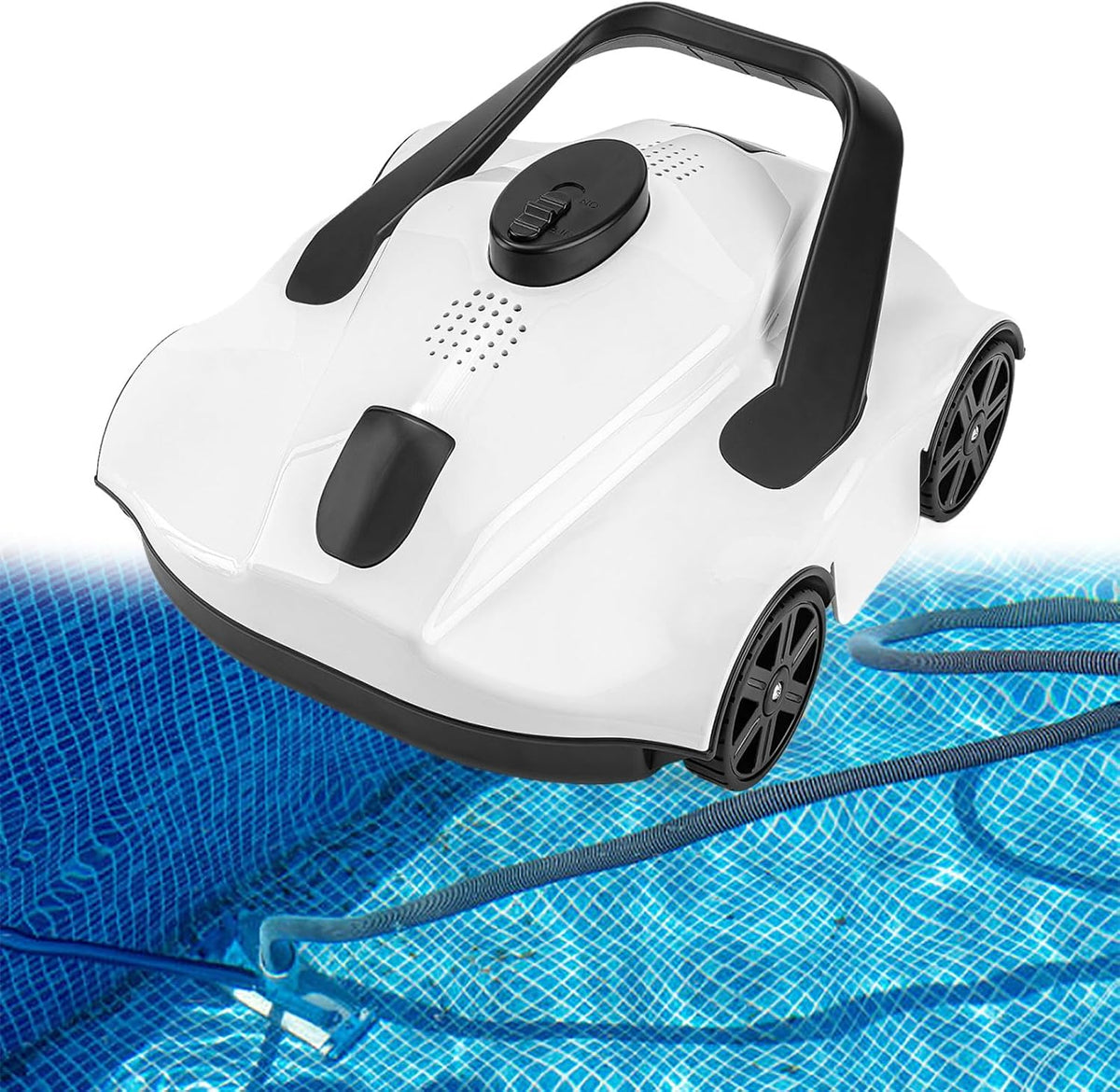 HTDRE Systèmes de nettoyage automatique, Noir, Robot Nettoyeur de Piscine sans Fil avec Aspiration, stationnement Automatique