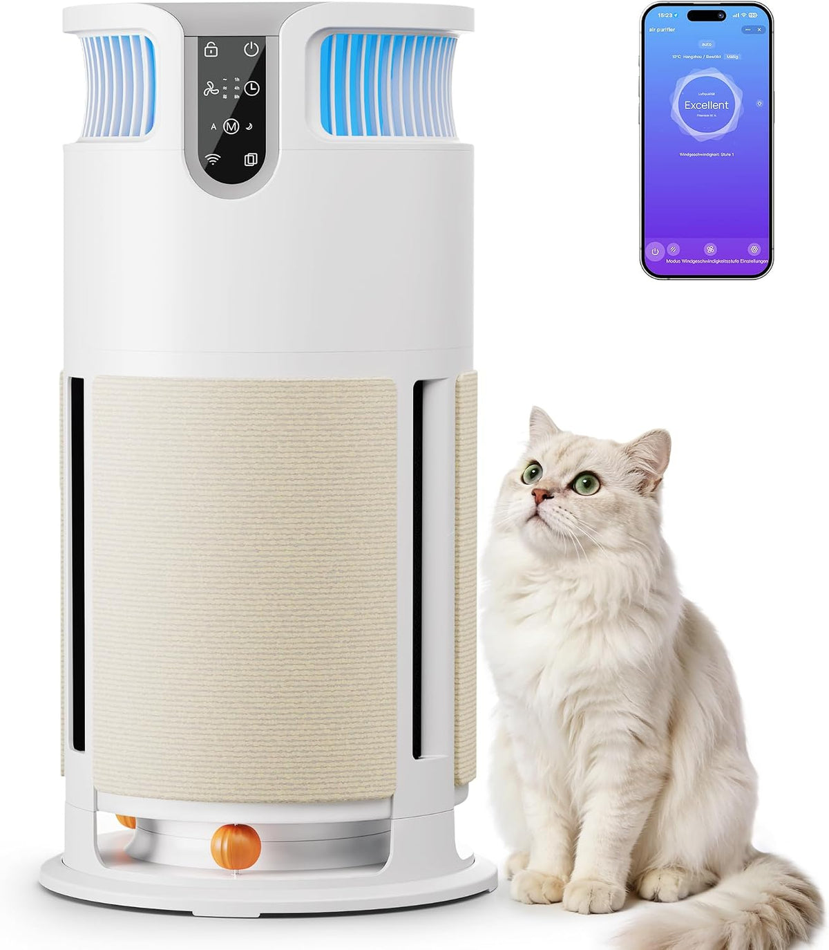 Devoko purificateur d'air, Blanc, Intelligent pour Animaux, Contrôle APP， Air Purifier élimine 99, 98% moisissures