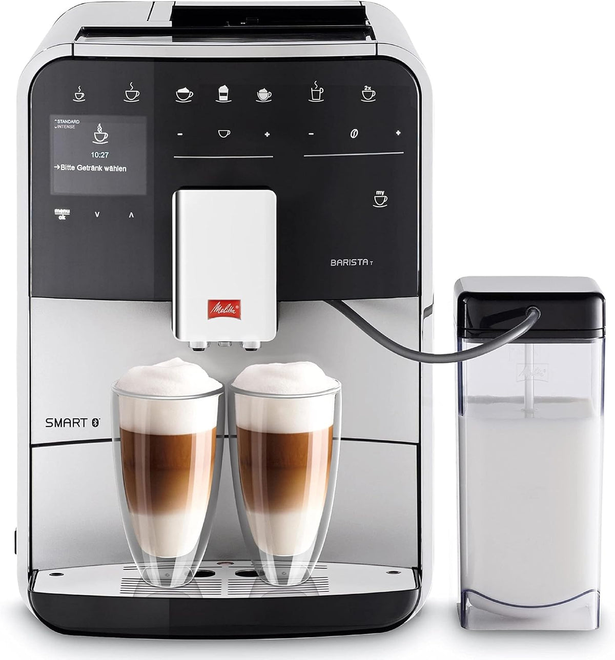 Melitta machine à café, Argenté, Barista T Smart Argent, à Grain avec Broyeur, Connectée, Système One Touch