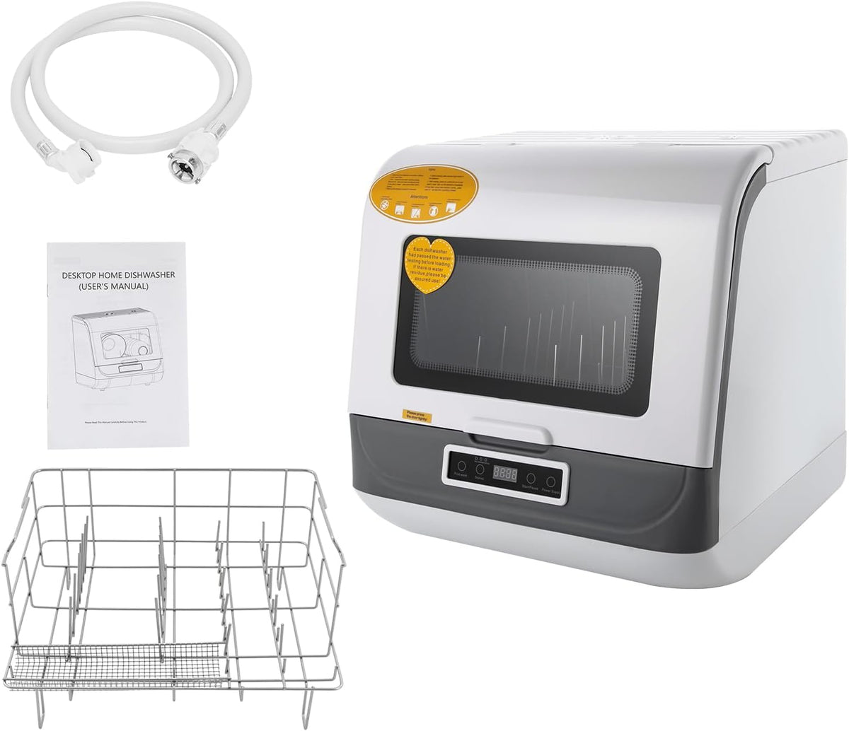 AVRONBZ Lave-vaisselles compacts, DWS-T05., 45 × 40 × 44,8 cm., 220 V., polypropylène, ABS, acier inoxydable., doré et blanc