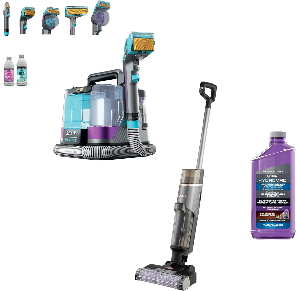 Shark nettoyeur de tapis, 450 W, Noir, StainStriker HairPro spécial animaux, Aspiration, PX250EUT + HydroVac Nettoyeur sans Fil sols durs