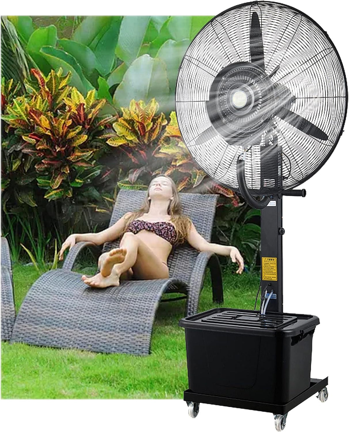 Ventilateur Ventilateurs sur pied, Blanc, brumisateur professionnel oscillant sur pied avec 3 vitesses, idéal pour salle de sport