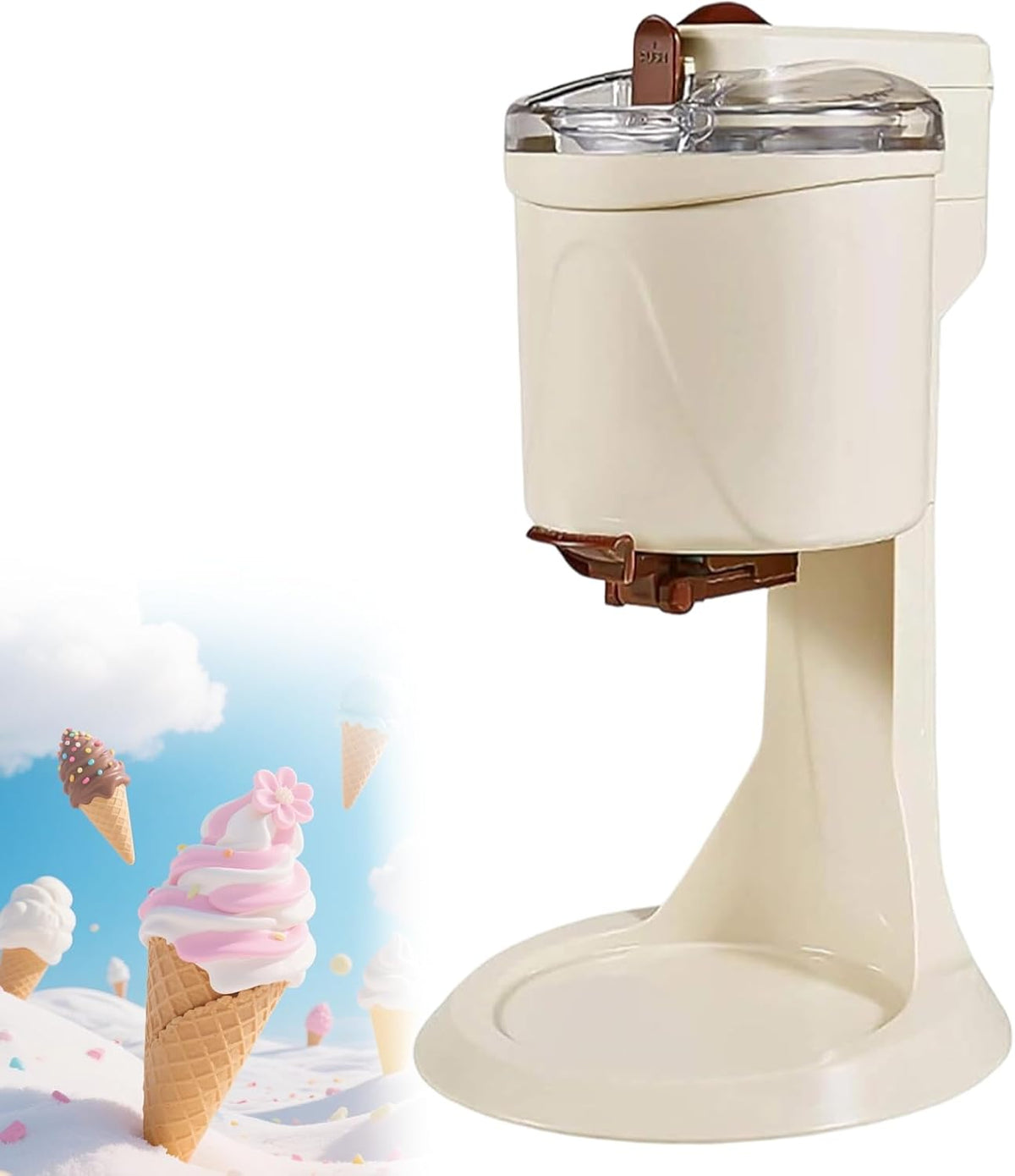 Xjymposium sorbetière, 558 x 393 x 636 mm, 1000 ml, 15 W, 220 V, Beige, Machine à Glace Italienne Semi-Automatique