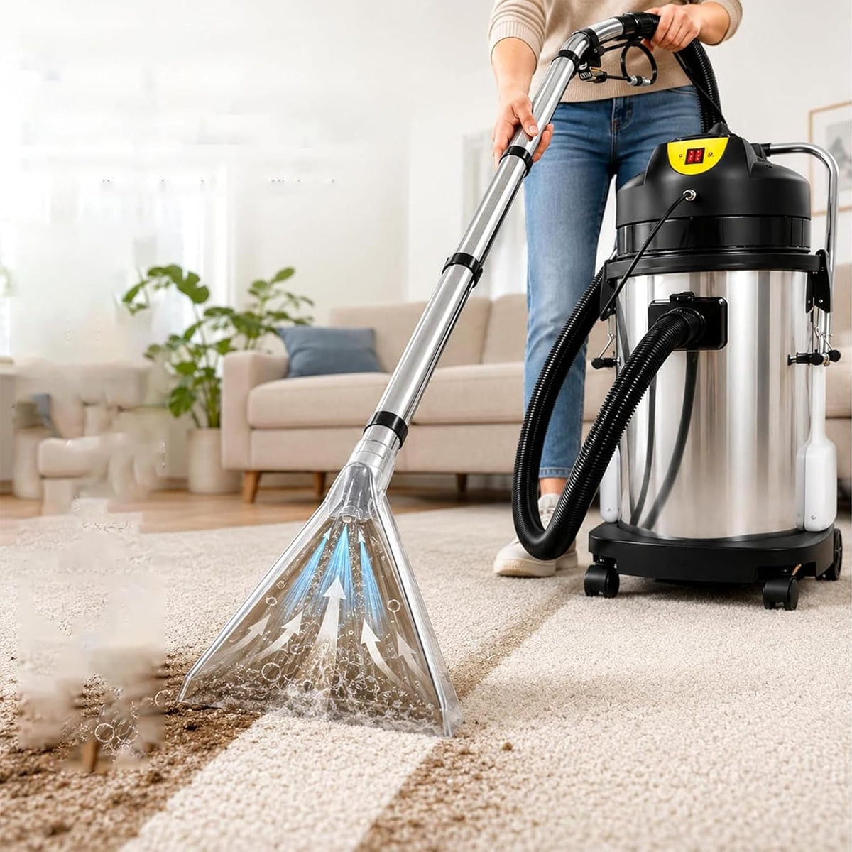 Sunseota nettoyeur de tapis, 20 L, 30 L, 40 L, acier inoxydable, Noir, aspirateur vertical, nettoyeur de sols en profondeur multi-usages