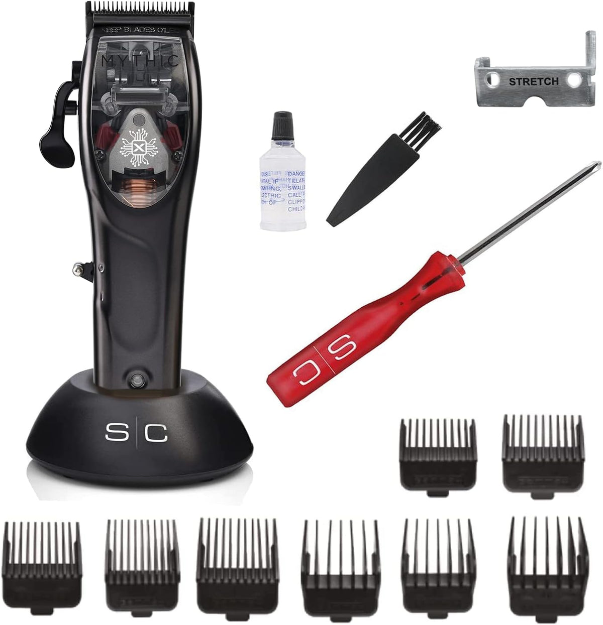 STYLECRAFT Tondeuses à cheveux, Noir, Tondeuse à Cheveux Professionnelle Homme Mythic by Gamma Più, Clipper avec Moteur Magnétique
