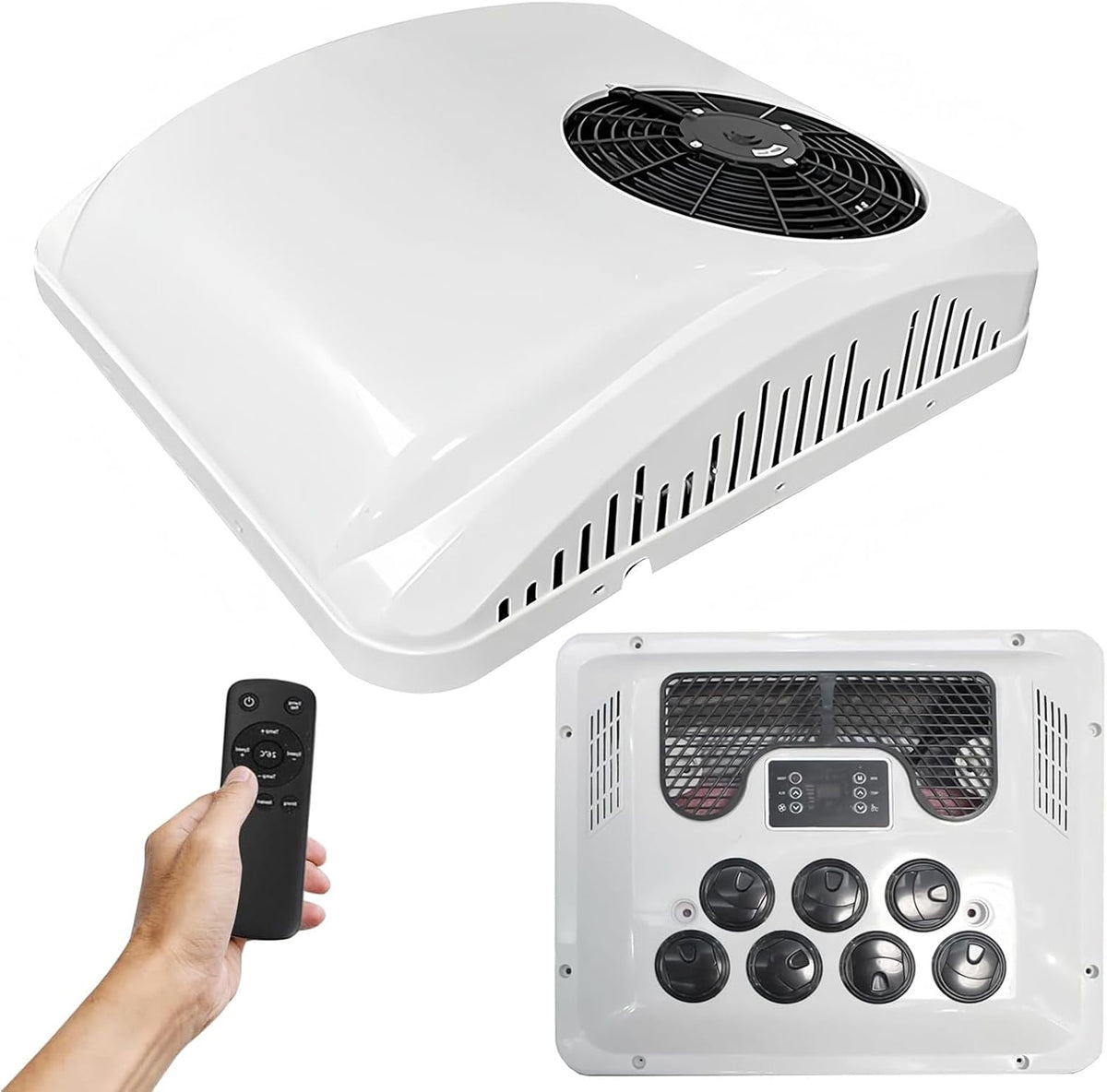 Climatiseur Climatiseurs, 12 V, 24 V, 48 V, 2300 W, 1000 W, Blanc, de toit pour camping-cars, refroidissement