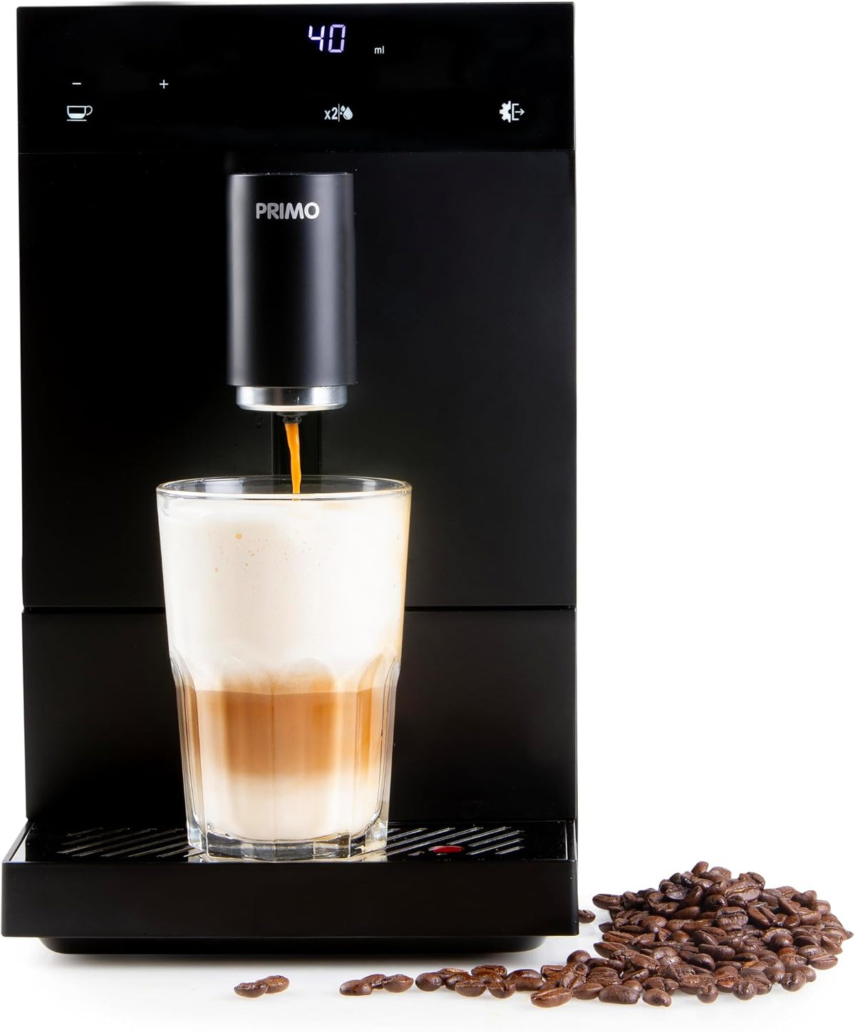 PRIMO machine à café, 1350 W, Noir, PR600K Machine à expresso automatique - avec broyeur