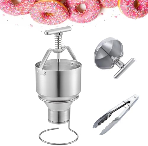 Machine Machines à donuts, 3 L, Argenté, à donuts manuelle avec support, presse à épaisseur réglable, design en acier inoxydable facile à nettoyer