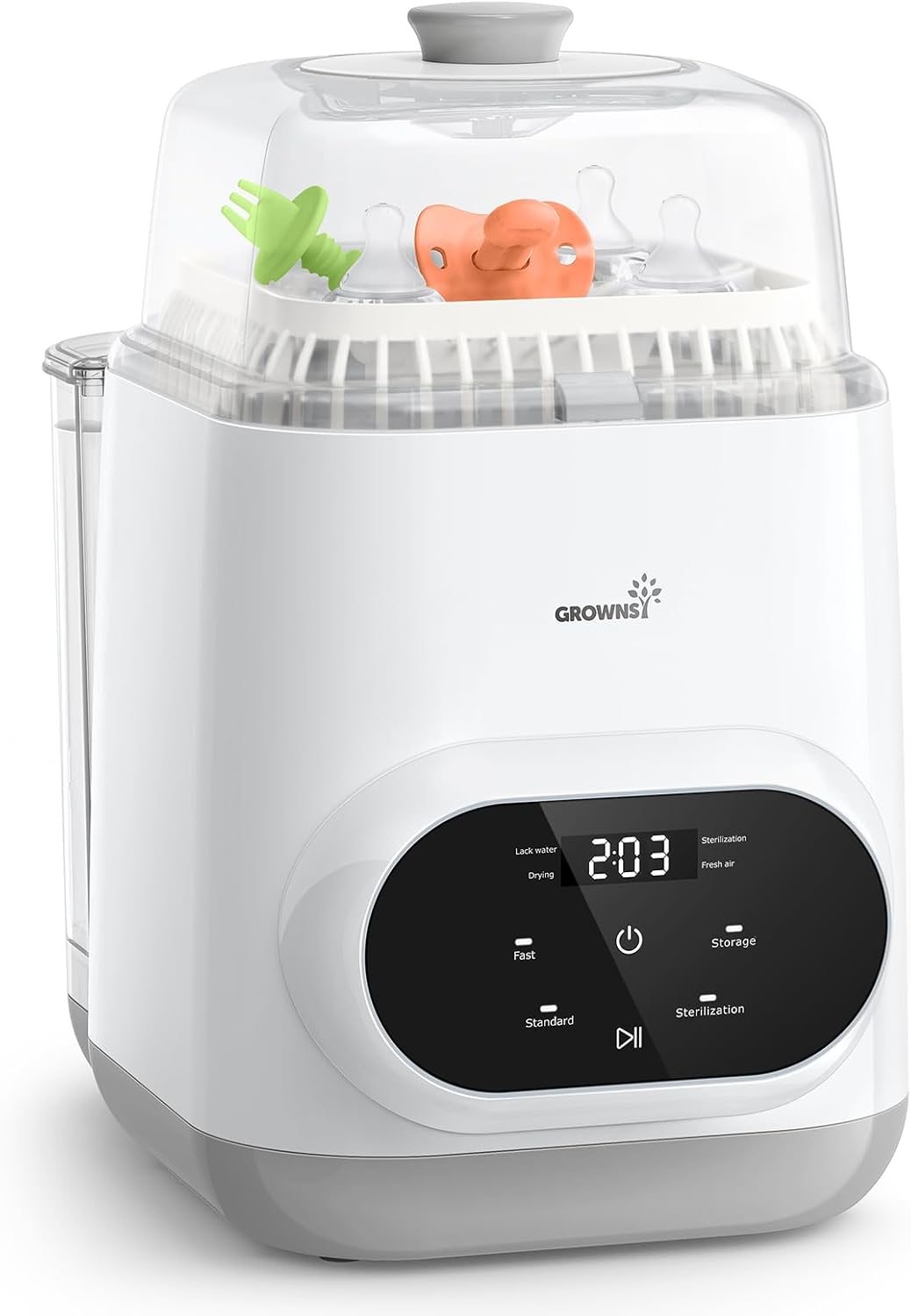 GROWNSY Stérilisateurs, Noir, EaseClean Lave-Biberons Pro, Stérilisateur et Sécheur, Stérilise et Sèche Automatiquement Biberons
