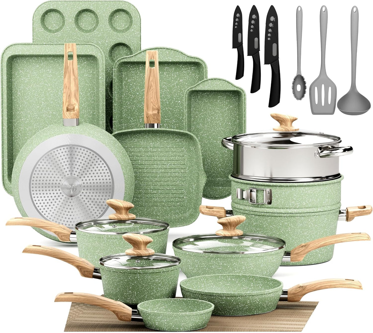 DishDelight batterie de cuisine, fabriqué en aluminium de haute qualité, Transparent