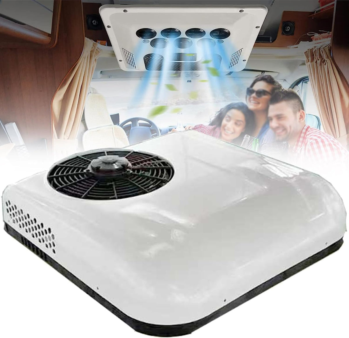 DAZULI Climatiseurs, longueur 742, largeur 708, hauteur 168, 24 V/12 V, 60 dB(A), mode veille aussi bas que 20 dB, 24 V, 12 V, blanc, rouge