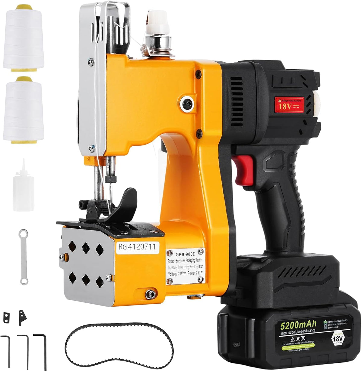 MXBAOHENG machine à coudre, 18 V, 14800 RPM, Noir