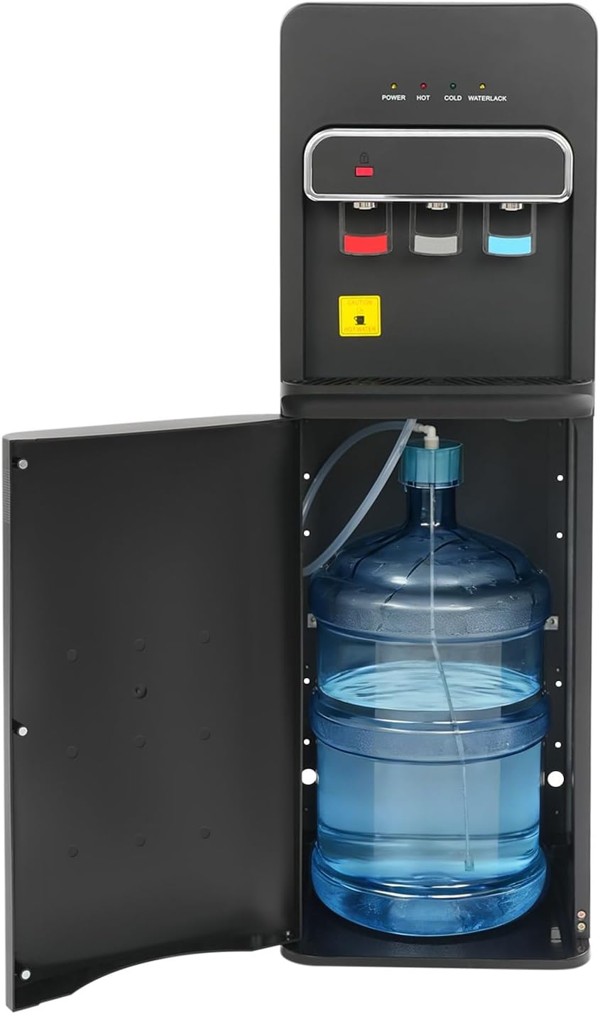 GANYUNG distributeur d'eau chaude, 32 x 31 x 96 cm/12,6 x 12,2 x 37,8 pouces, 220 V 50/60 Hz, 96 cm, 22,7 l, PVC, noir., et froide