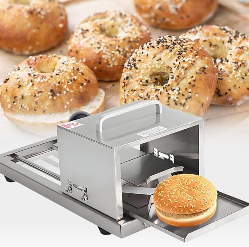 asdchZen trancheuse électrique, 41 × 19 × 20,5 cm / 16,1 × 8 × 7,4 pouces, Argenté, Trancheuse À Bagels Professionnelle