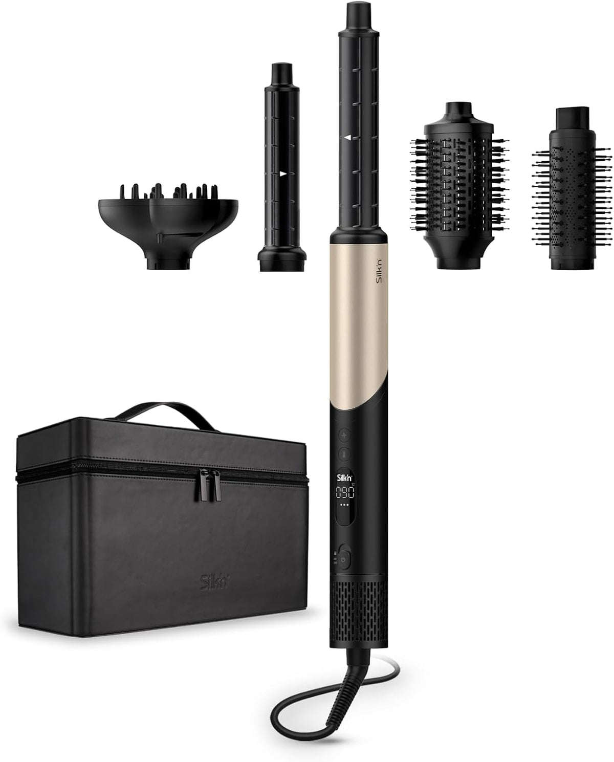 Silk'n Sèche-cheveux, 1300 W, Noir, brosse volumisante, diffuseur et plus