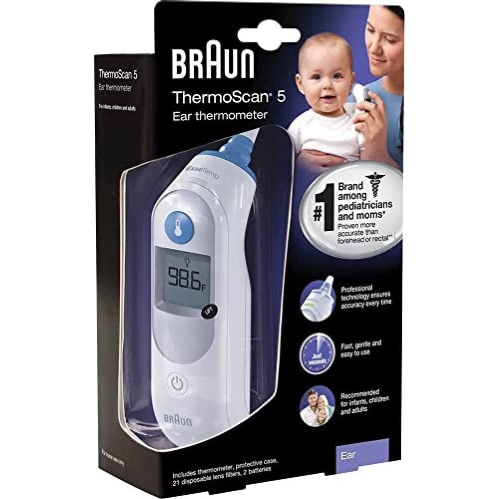 Braun Thermomètres et accessoires, Marron, Welch Allyn - IRT4520MNLA - Thermoscan 5 Pack 1 - Thermomètre Auriculaire