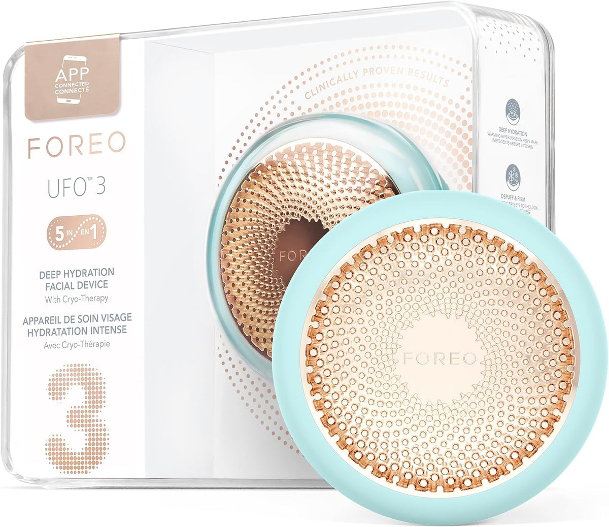 FOREO Masques, Rouge/Bleu, UFO 3 Soin Masque Visage 5-En-1 - Hydratant Et Lumière Rouge