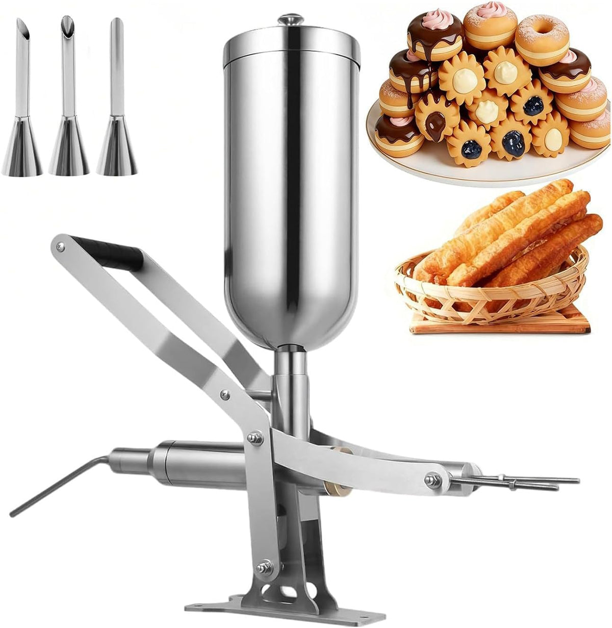 Injecteur Distributeurs de sirop et de miel, 5 L, Argenté, de crème, distributeur de confiture, machine de remplissage manuelle
