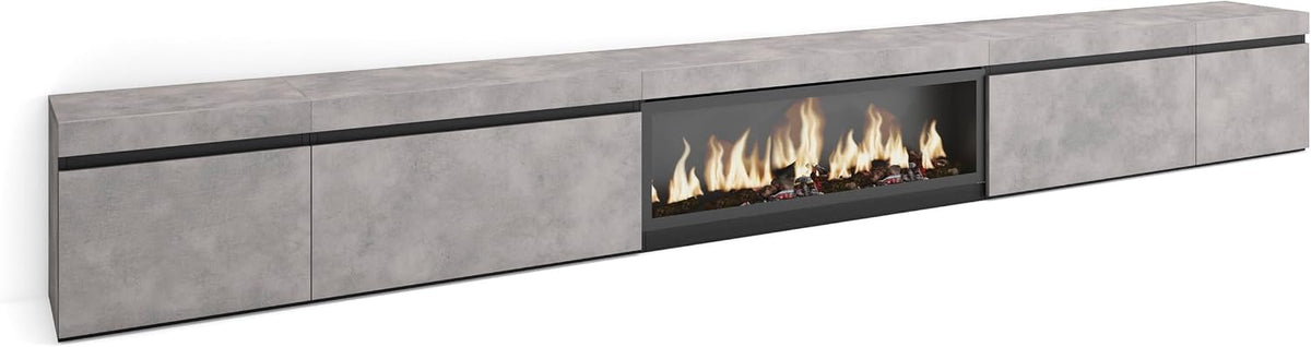 Skraut Home cheminée électrique, 107 cm., 34 W., 368x45x35, Noir, Meuble TV, Banc Télé, Grand Espace de Rangement