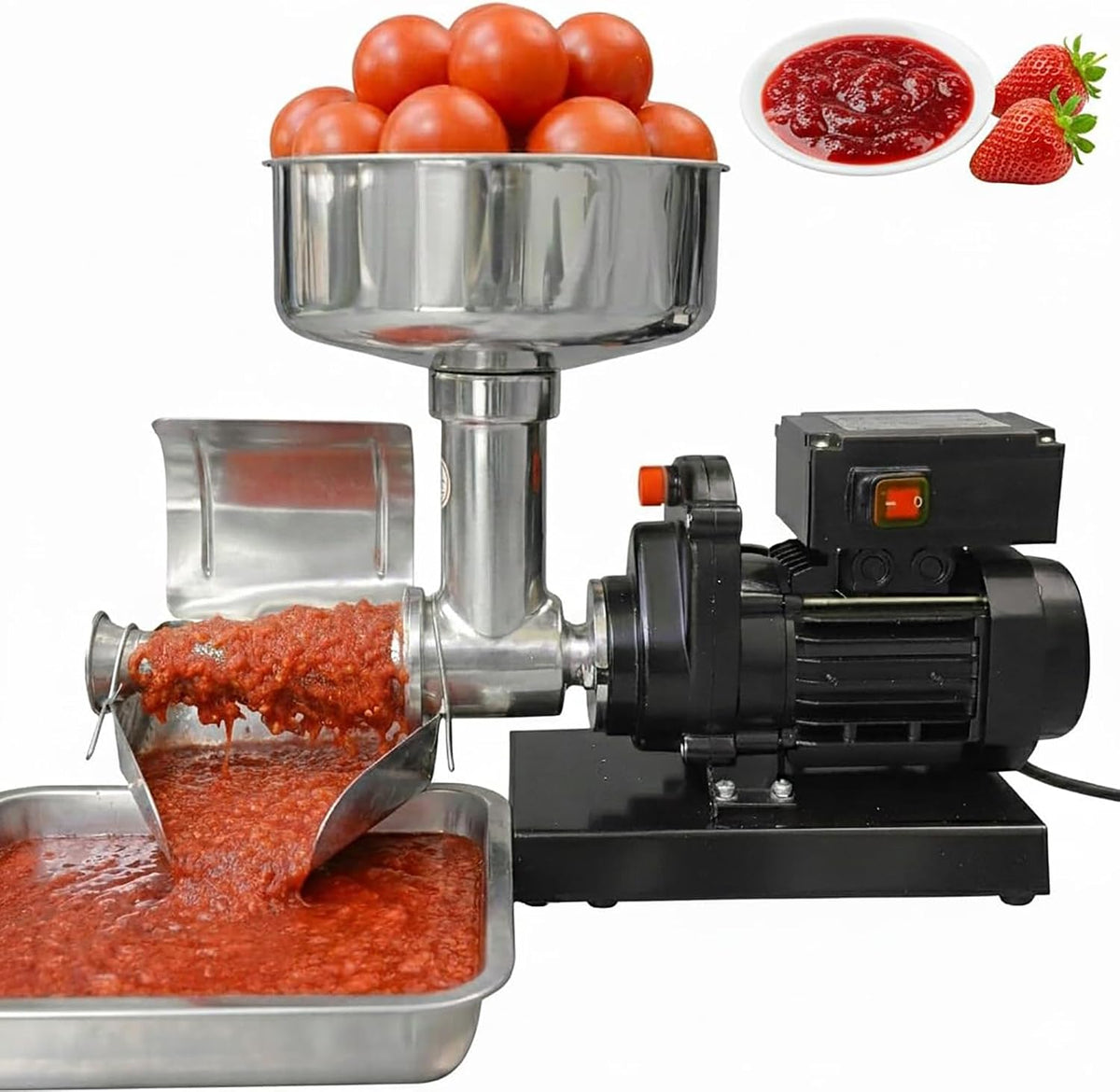Machine sorbetière, 450 W., acier inoxydable 304., noir, argenté., à confiture électrique en acier inoxydable