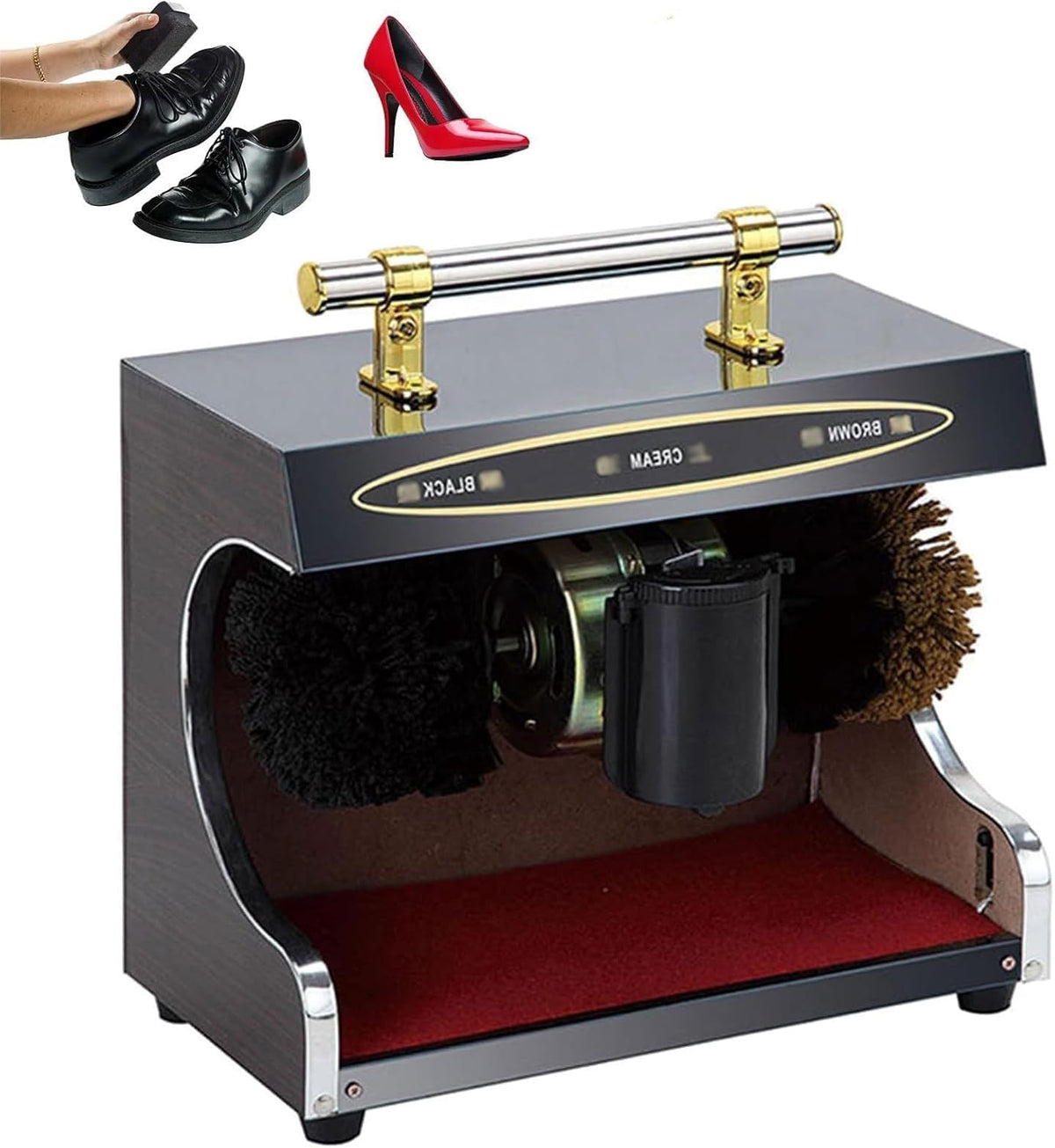 bureau Machine, 100 W, Noir, Automatique Polissage Chaussure d'induction cireuse Chaussure, électrique nettoyage semelles