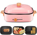 Qingingg Woks électriques, 410 mm*240 mm*210 mm, 1200 W, alliage d'aluminium, Rose/Bleu/Blanc, Marmite électrique d'intérieur 3 en 1