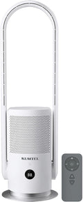 Opviq purificateur d'air, 23,5 x 23,5 x 80 cm., 100 % ABS., Blanc, Kumtel sans lame et ventilateur 2 en 1