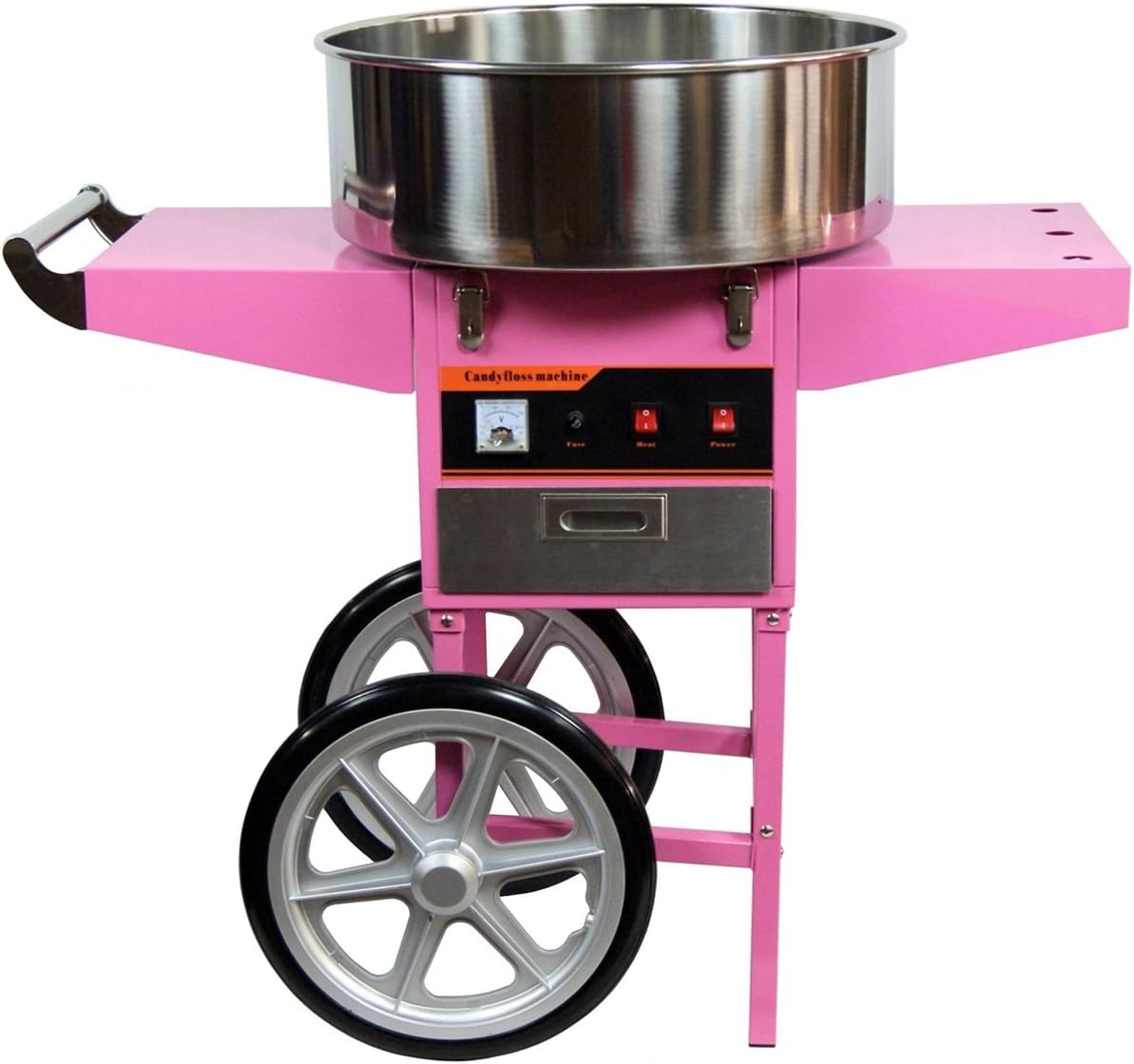GT Catering Machines à barbe à papa, Noir, Machine barbe à papa professionnelle avec chariot