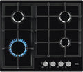 AEG table de cuisson, 60 cm, Noir, Plaque de cuisson à gaz 3000, 4 zones de cuisson HGX64200SB, supports de poêle en fer