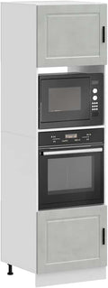 Ordellia armoire, 60 x 57 x 207 cm, bois, gris béton., espace de rangement pour micro-ondes, d'appoint pour salle à manger