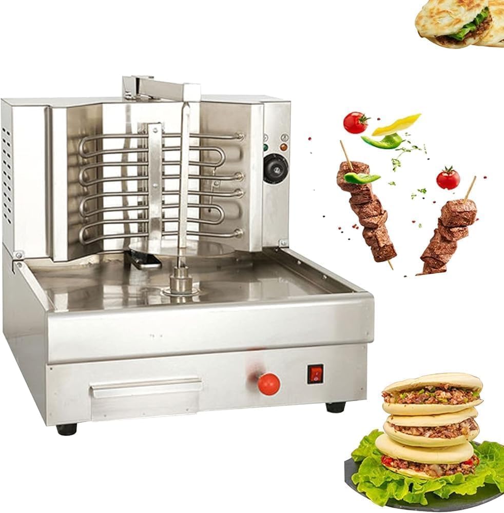 Machine rôtissoire, 20CM, Argenté, à Shawarma Électrique & Verticale, Gyros et Tacos, Idéal Cuisine et Réunions
