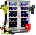 KLARSTEIN réfrigérateur, 126 L, 2 x 5, Noir, Vinovilla Duo42, Cave à vin, à boissons, layettes en bois, 2 zones de refroidissement