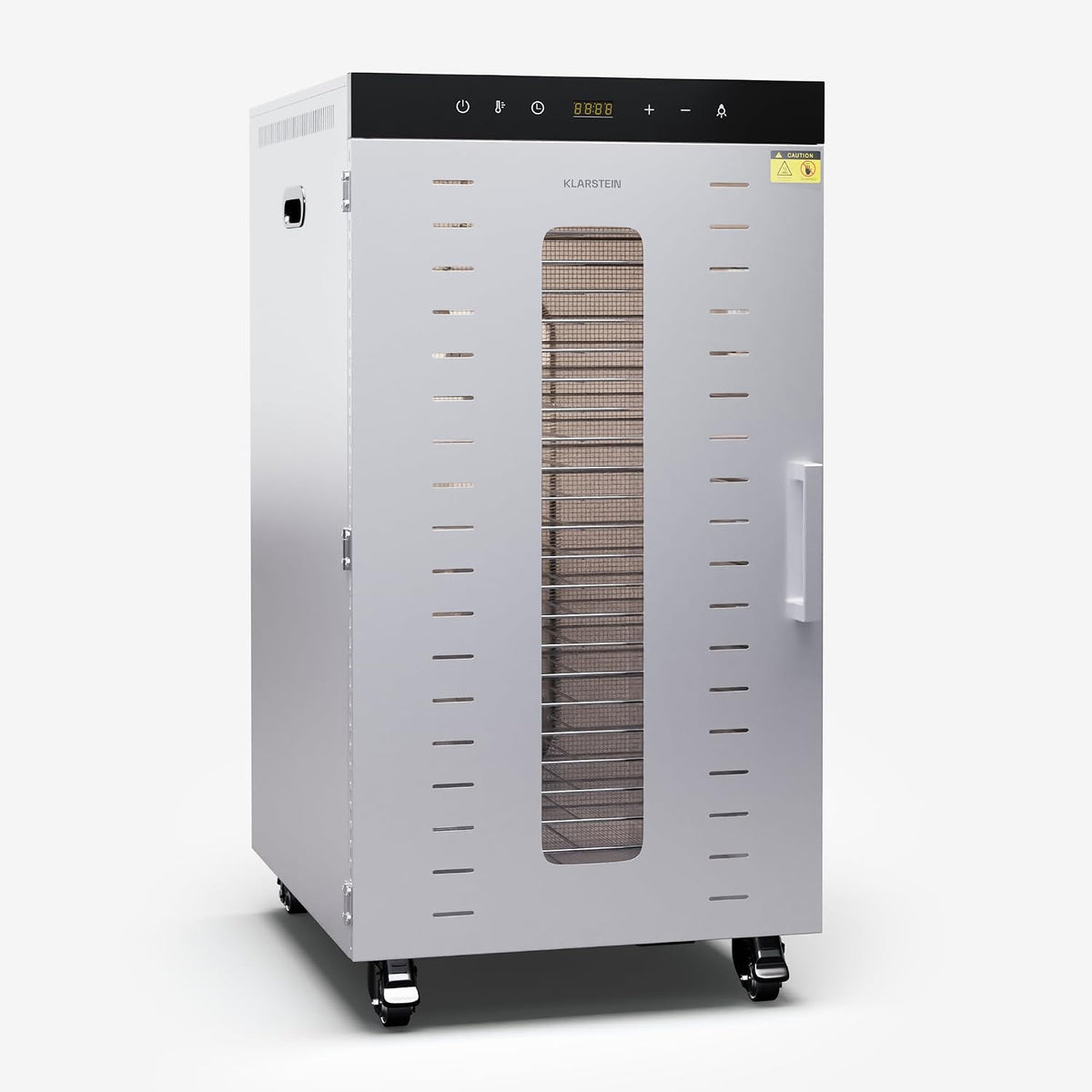 KLARSTEIN déshydrateur alimentaire, 2000 W, Argenté, 24 Étagères Inox, Minuterie 24h, 3 Ventilateurs, Professionnel pour Fruits