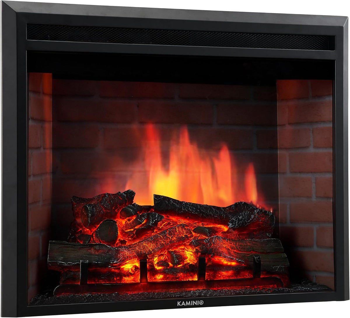 KAMINIO cheminée électrique, Noir, ® Luca Pro 23 encastrable chauffante, Cheminée décorative avec foyer électrique